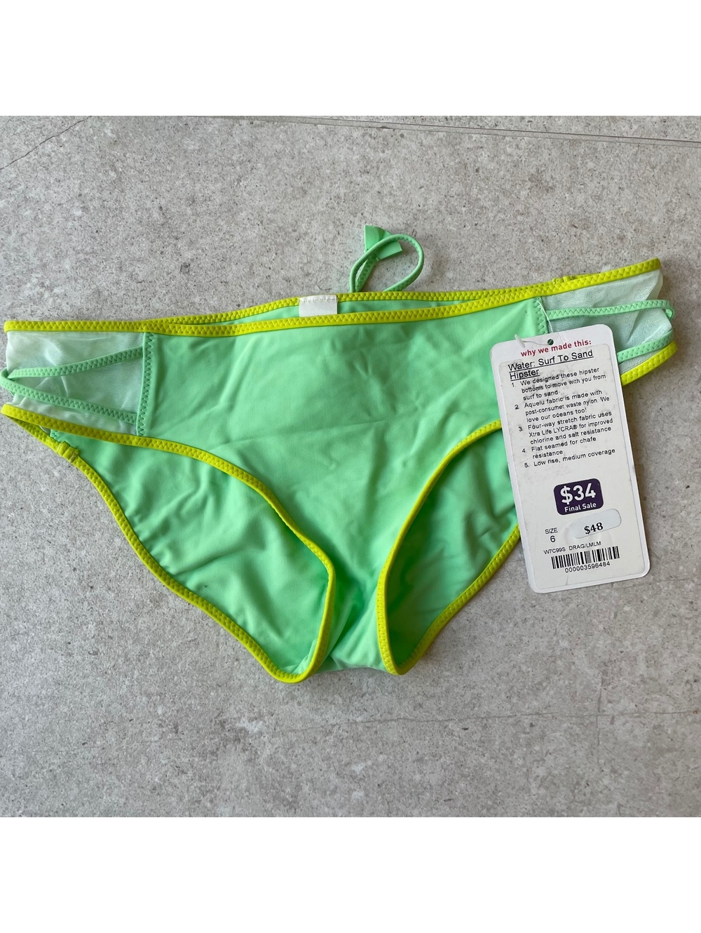 Lululemon Women's Size 6 Mint Green Bikini Set with Yellow Trim - Picture 2 of 8